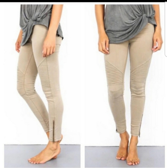 RELISTED Marsala moto zip biker jean leggings - Picture 7 of 8